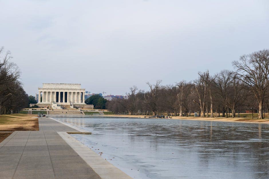 The majestic Lincoln Memorial in Washington DC on a clear day with a vibrant sky.