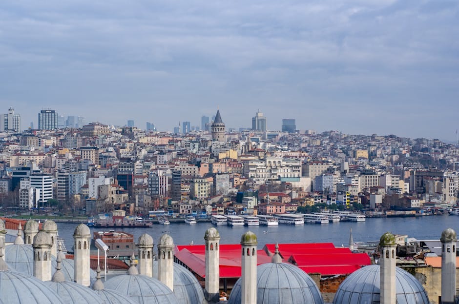 A stunning view of Istanbul featuring the iconic Galata Tower across the city skyline.